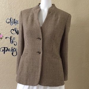 Talbots Houndstooth Brown Wool Blazer